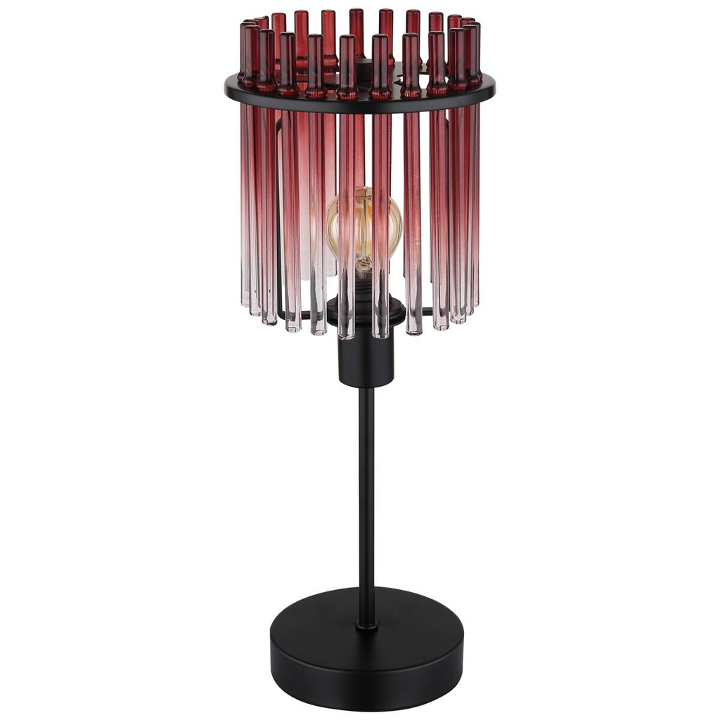 GLOBO Tischleuchte Gorley schwarz rot Metall Glas H/D: ca. 37,5x15 cm E14 1 Brennstellen