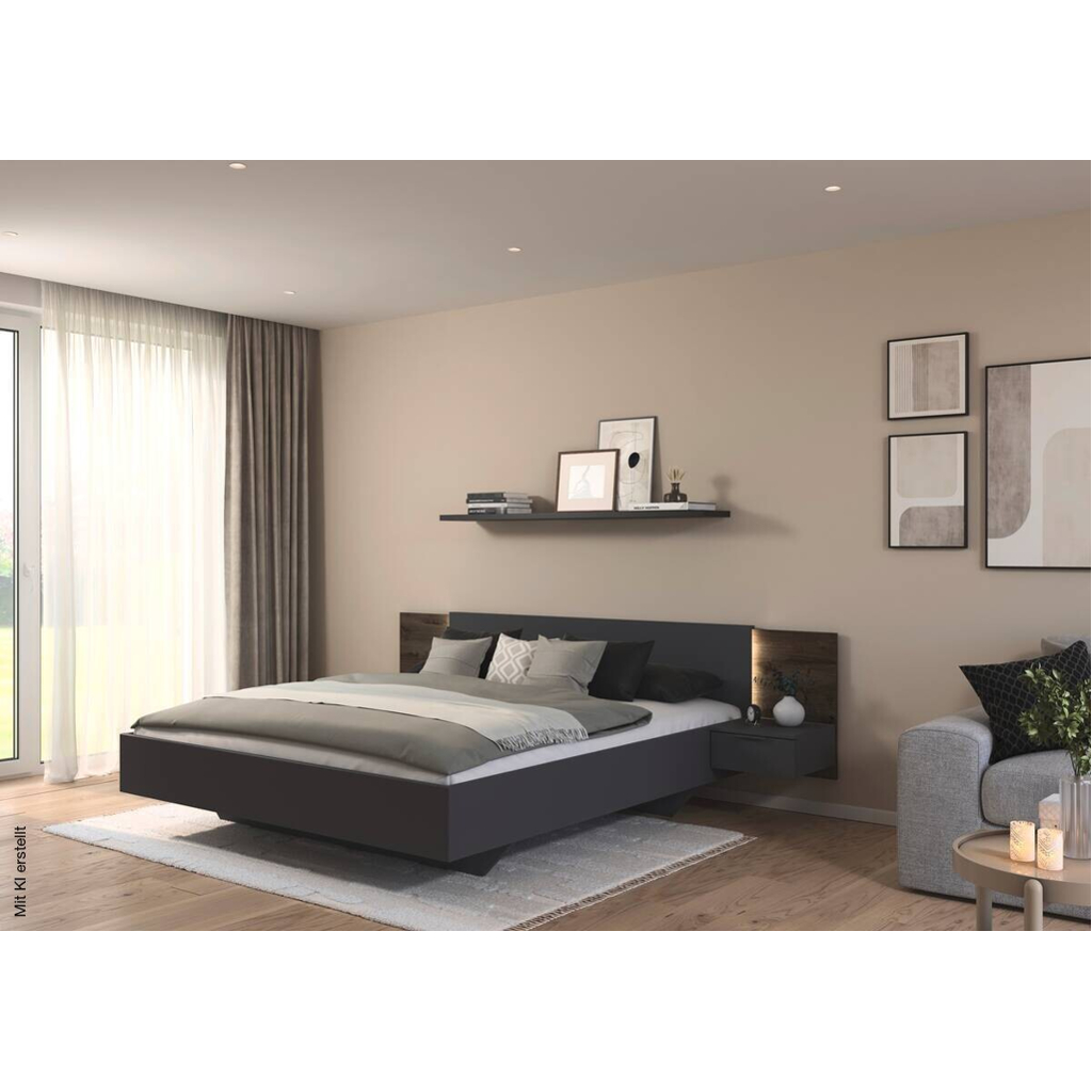 Bettanlage Marbella grau B/H/T: ca. 266x83x208 cm Liegefläche B/L: ca. 180x200 cm