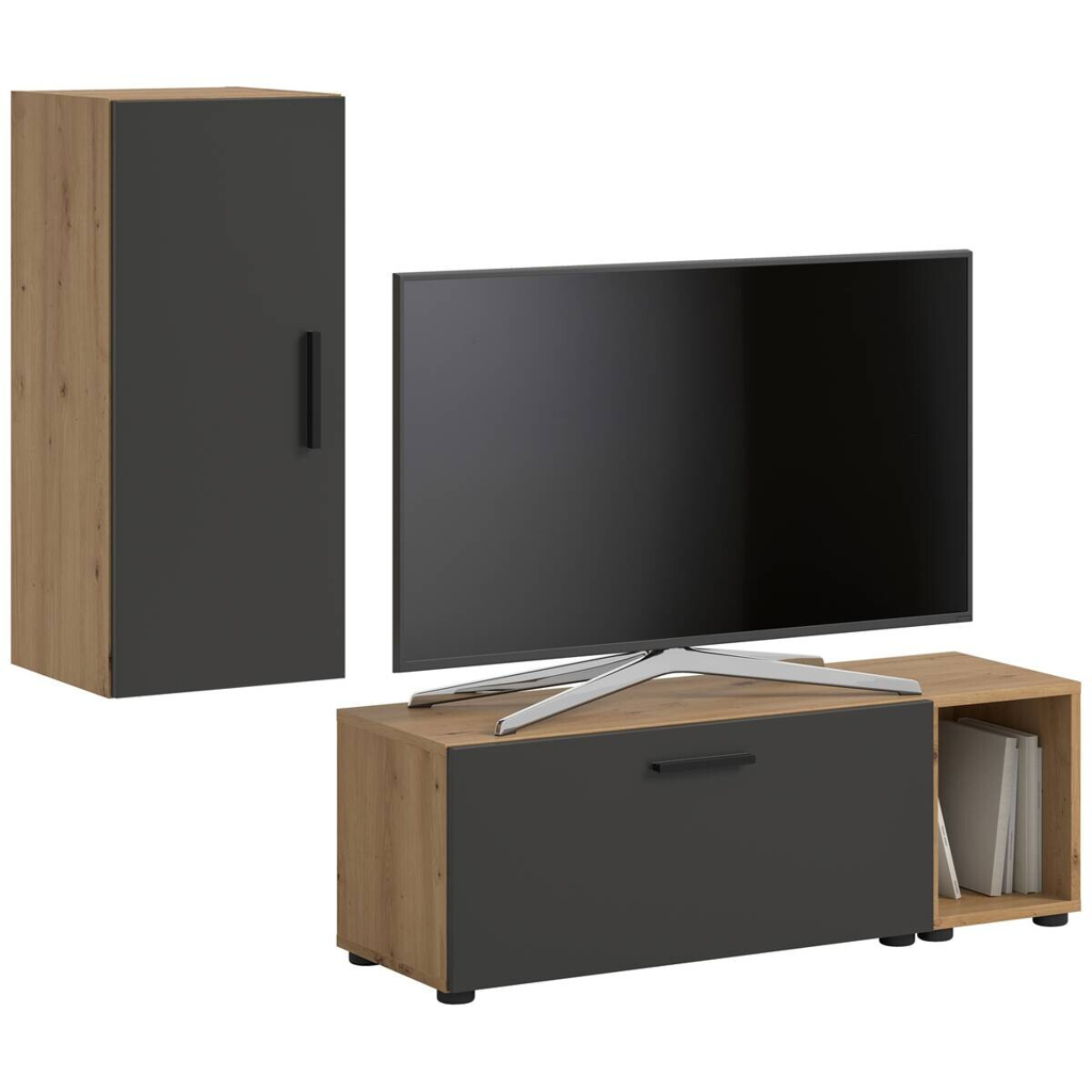 Wohnwand-Set TheOne Eiche Artisan Nachbildung anthrazit B/H/T: ca. 75x32x34 cm