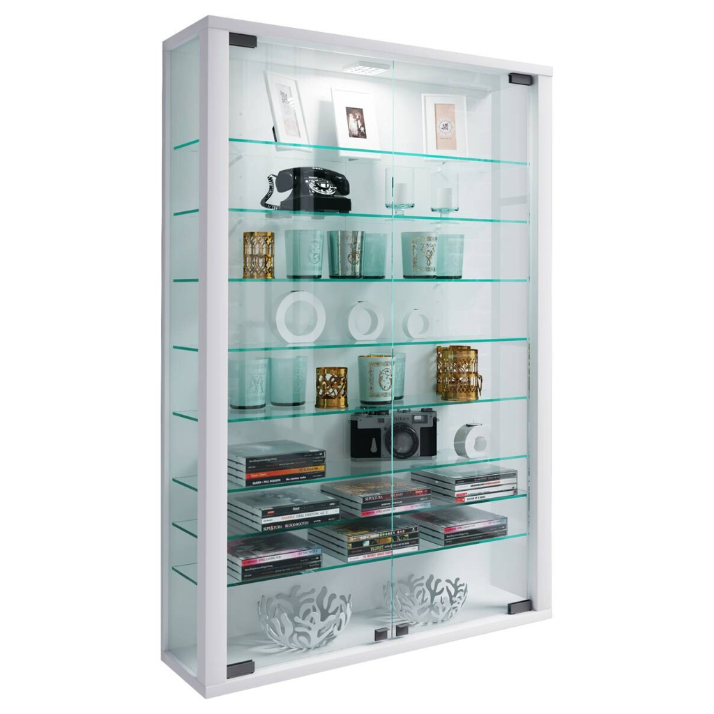 Vitrine Vitrosa Mini weiß Holzwerkstoff Glas B/H/T: ca. 59x90x18 cm