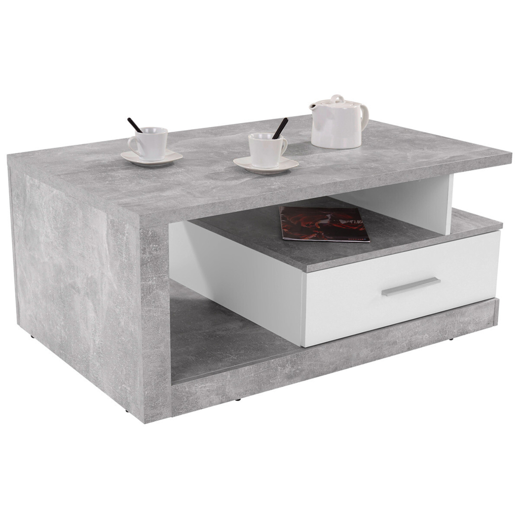 Couchtisch Iguan Beton Optik weiß Nachbildung B/H/T: ca. 110x45x67 cm