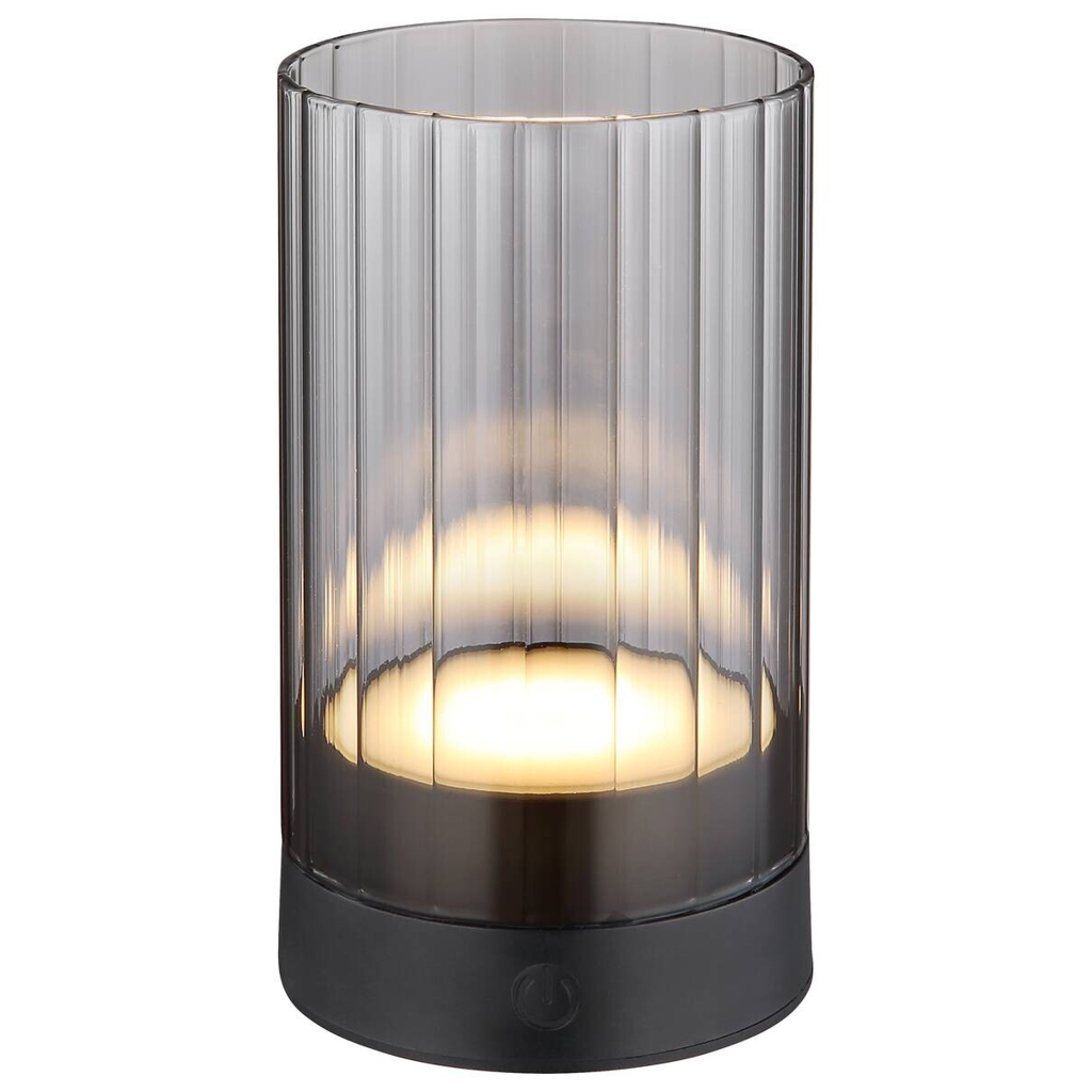 GLOBO LED-Tischleuchte Pixy schwarz Rauch Glas H/D: ca. 14x8 cm