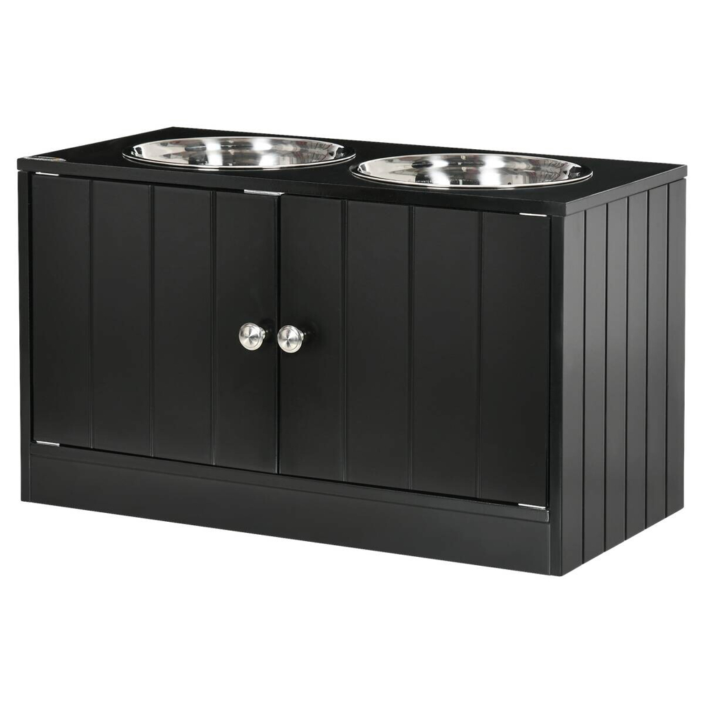 PawHut Futterstation schwarz Edelstahl B/H/L: ca. 30x35,5x60 cm