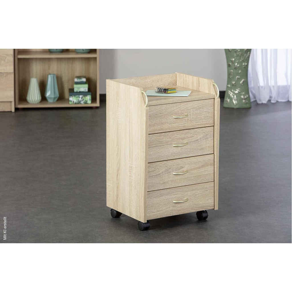 Rollcontainer Novi Eiche Sonoma Nachbildung B/H/T: ca. 40x65x36 cm