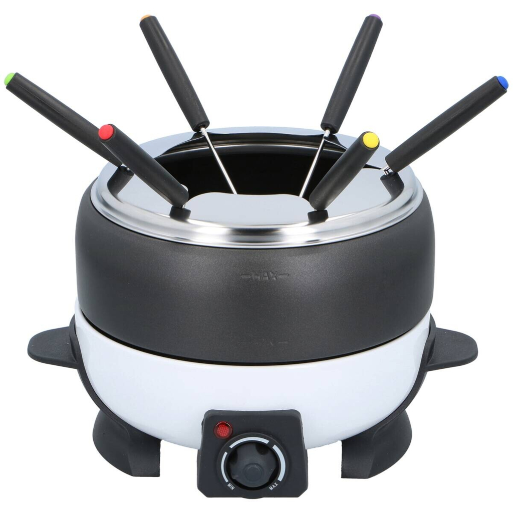 Fondue-Set weiß Alu Edelstahl