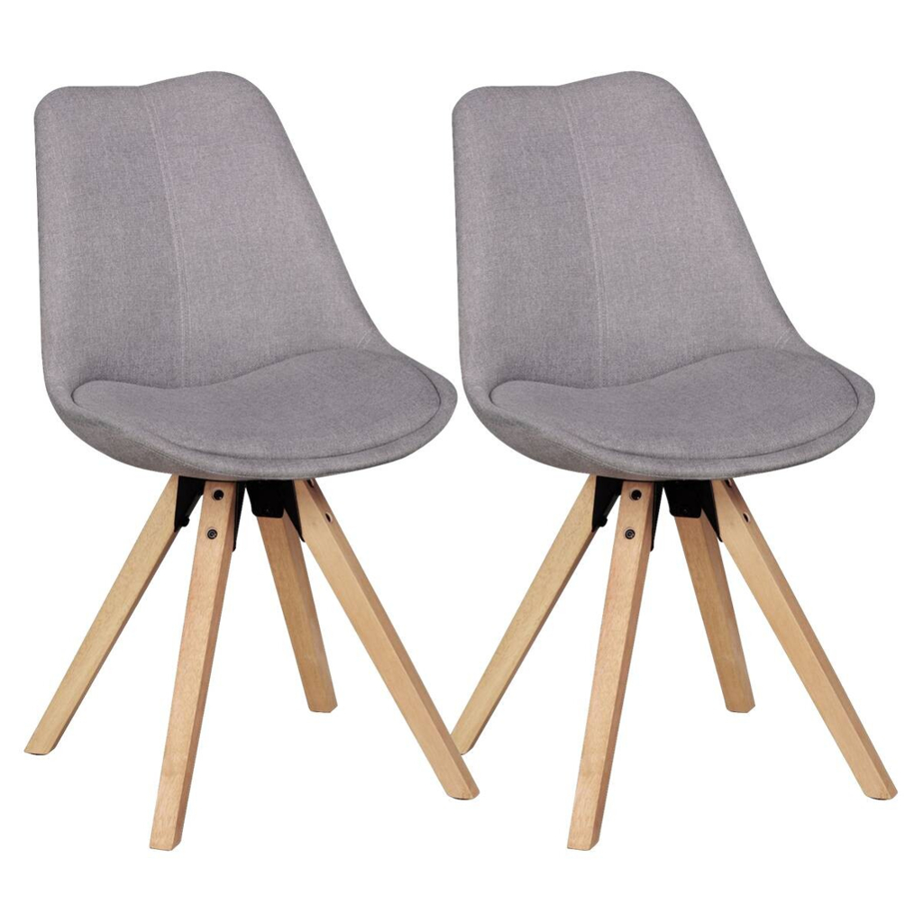 Stuhl 2er-Set hellgrau natur Stoff Echtholz B/H/T: ca. 49x87x52 cm