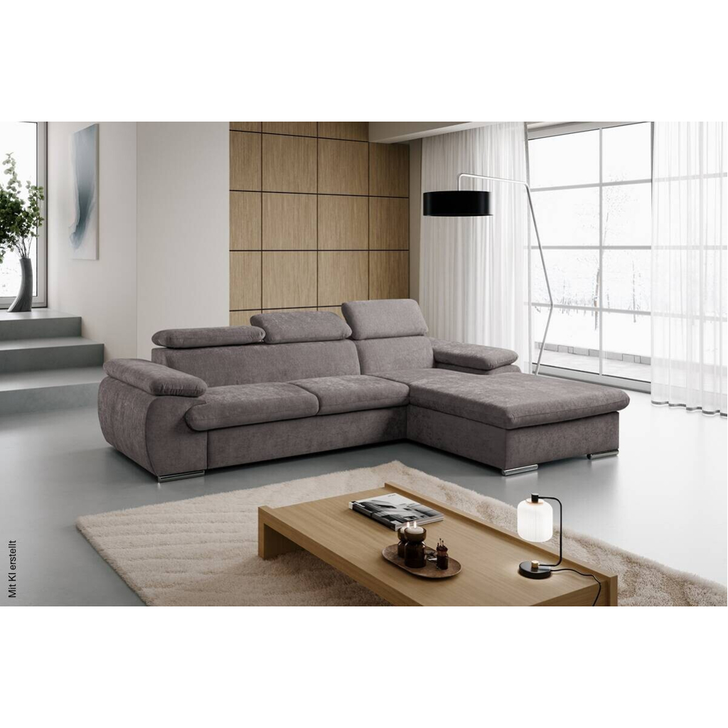 Ecksofa mit Bettfunktion und Bettkasten stone Polyester B/H/T: ca. 284x102x196 cm