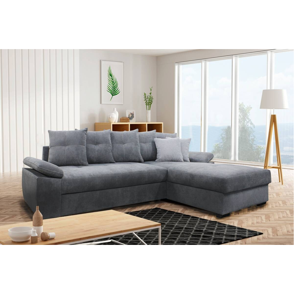 Ecksofa mit Bettfunktion und Bettkasten hellgrau B/H/T: ca. 274x90x168 cm