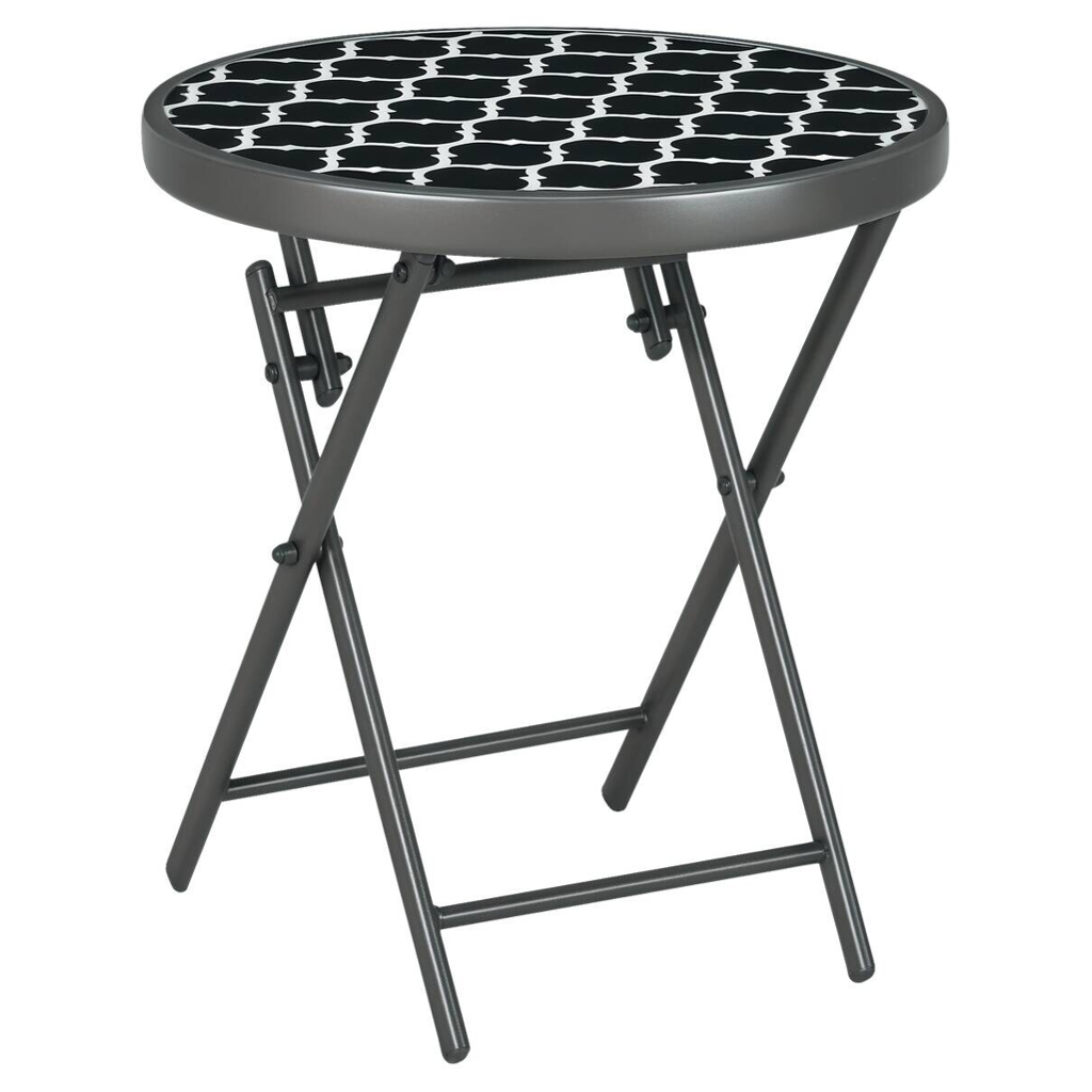 Outsunny Garten-Beistelltisch schwarz Metall B/H/L: ca. 45x50x45 cm