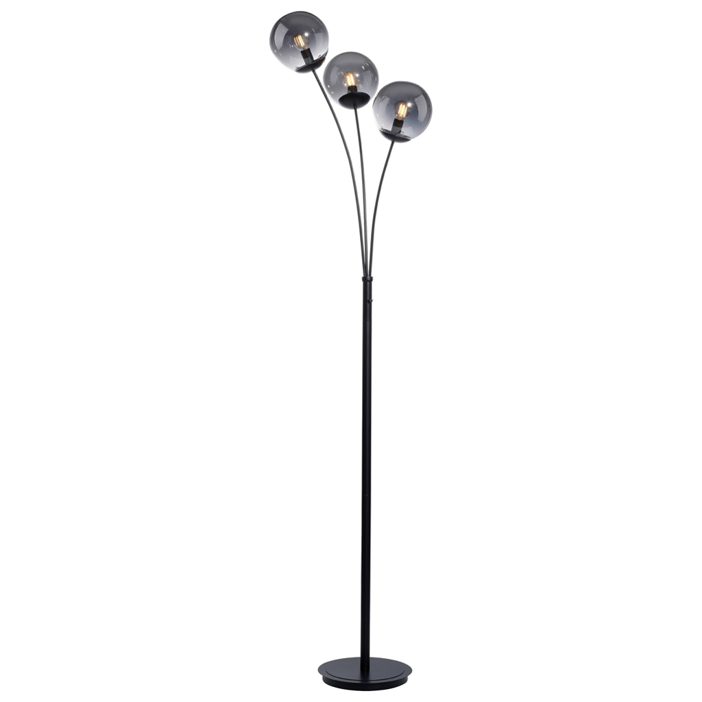 Just Light Stehlampe BIG WIDOW 14603-18 schwarz Rauchglas Metall B/H: ca. 35x185 cm E14 3 Brennstellen