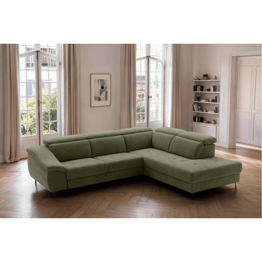 Ecksofa mit Bettfunktion grün Flachgewebe B/H/T: ca. 280x96x238 cm