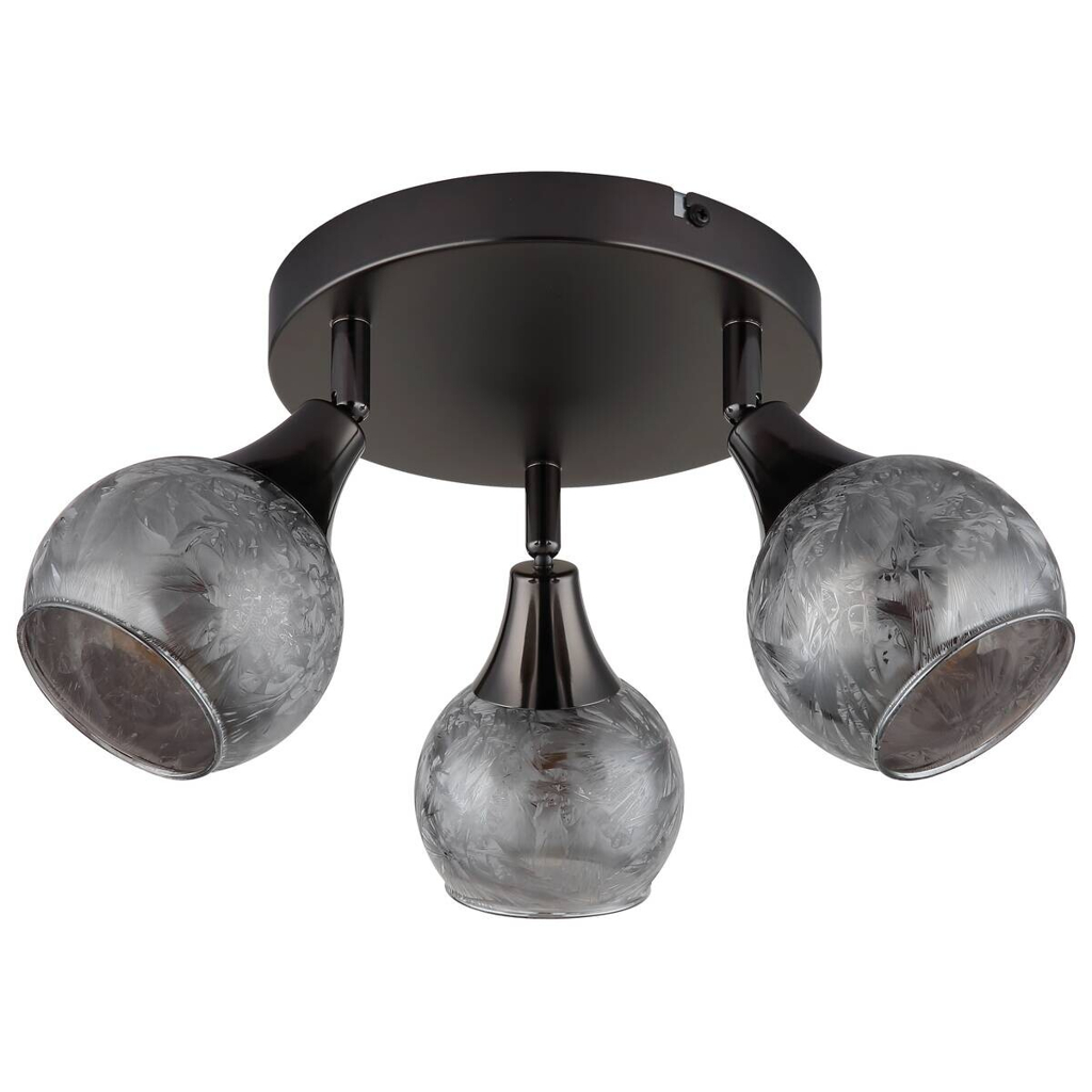 GLOBO Strahler schwarz Chrom Glas Metall B/H/L: ca. 14x22,5x23 cm E14 3 Brennstellen