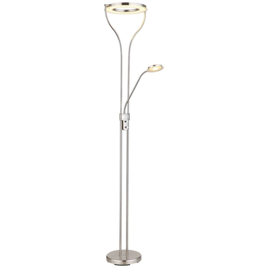 GLOBO Stehlampe Chrom Metall Kunststoff B/H/T: ca. 35x194x30 cm 2 Brennstellen