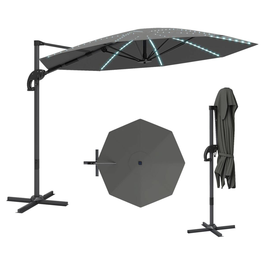 Outsunny Ampelschirm dunkelgrau Polyester B/H/L: ca. 294x250x360 cm