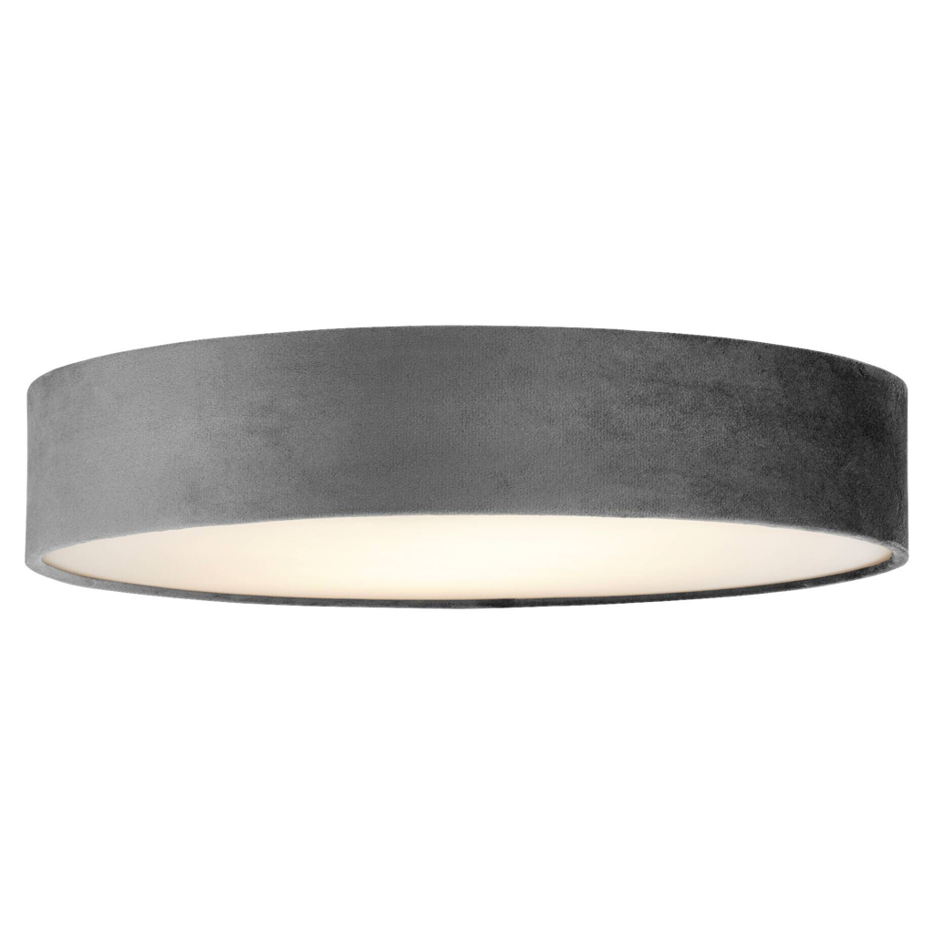 Searchlight Deckenleuchte Drum grau Stahl Samt B/H/L/D: ca. 50x10x50x50 cm E27 3 Brennstellen