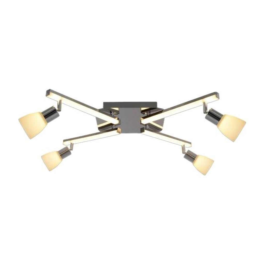 Näve Leuchten LED Deckenleuchte NV1233442 Chrom Metall Kunststoff Glas B/H/L: ca. 68x22x25 cm 4 Brennstellen