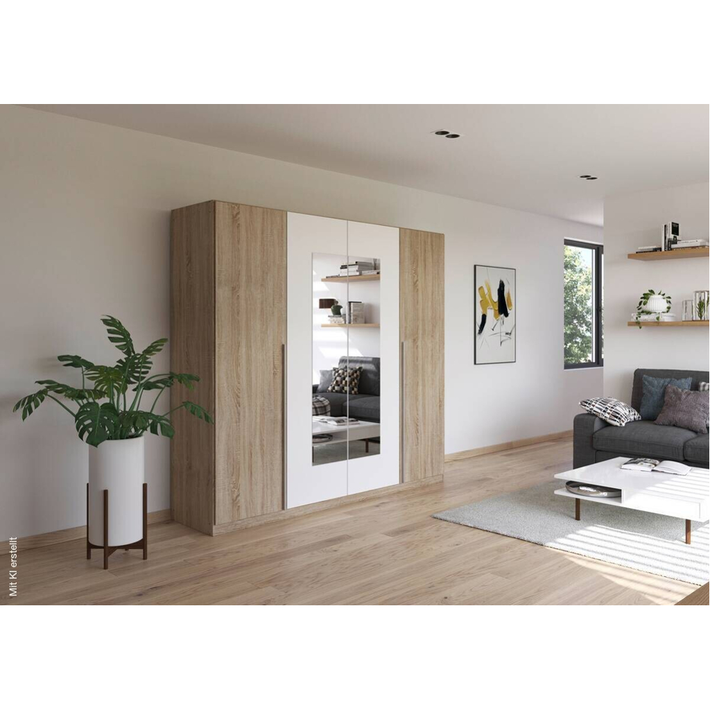 Kleiderschrank Nizza Eiche Sonoma Nachbildung Alpinweiß B/H/T: ca. 226x210x54 cm