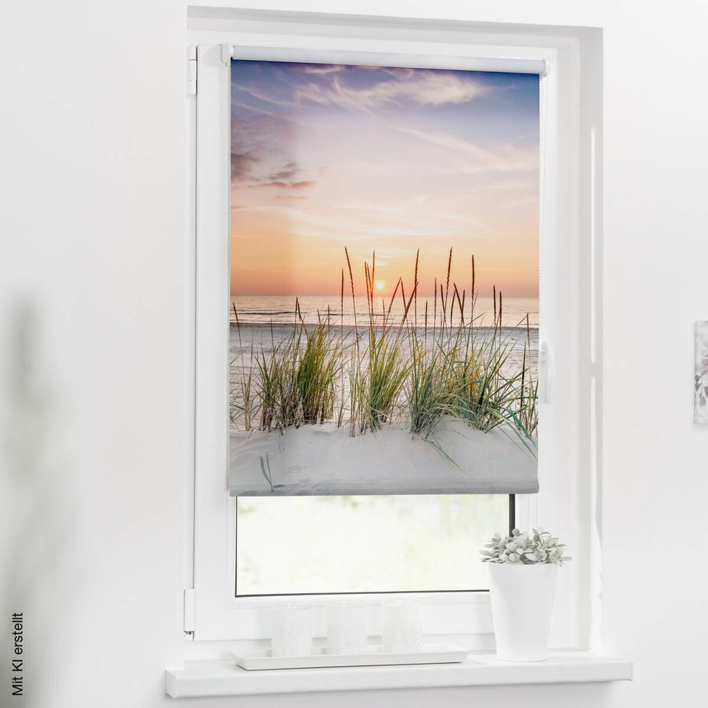 LICHTBLICK Verdunkelungsrollo Nordseestrand weiß B/L: ca. 90x150 cm