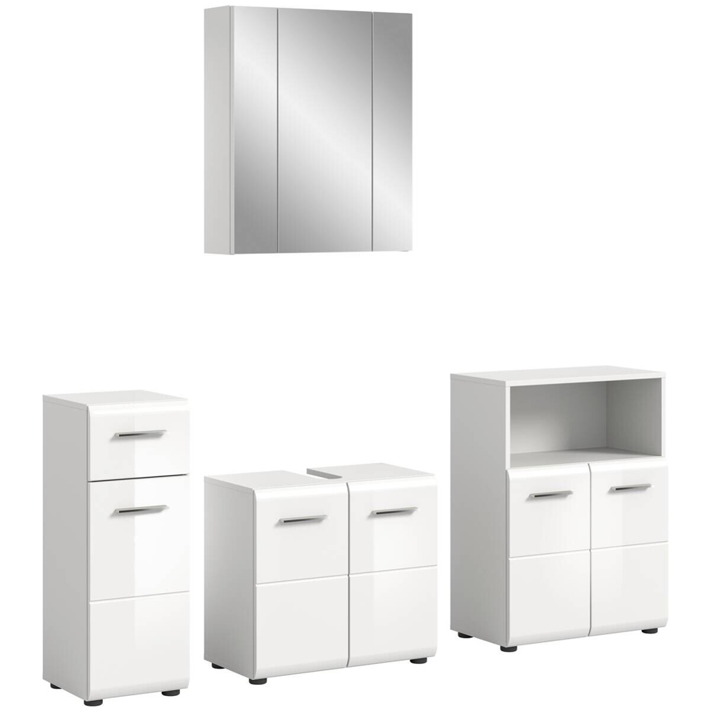 Badezimmer-Set ICE weiß weiß Hochglanz B/H/T: ca. 180x190x32 cm