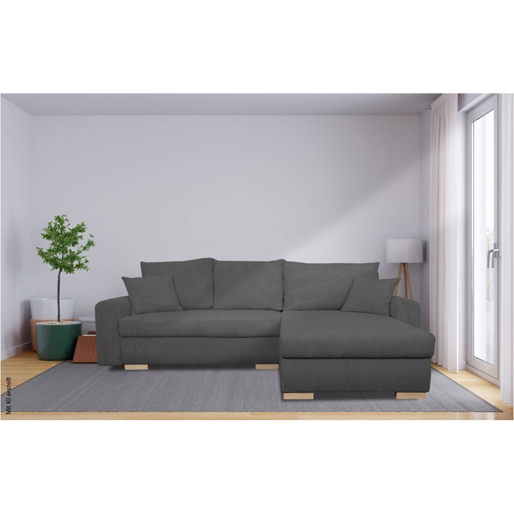 Ecksofa mit Bettfunktion und Bettkasten anthrazit Microfaser B/H/T: ca. 224,5x90x168 cm
