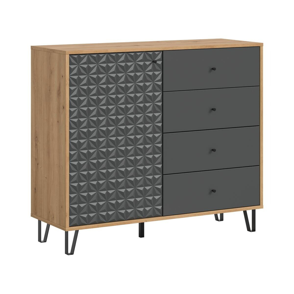 Highboard PRISMA Artisan Oak Nachbildung anthrazit matt B/H/T: ca. 110x96x40 cm