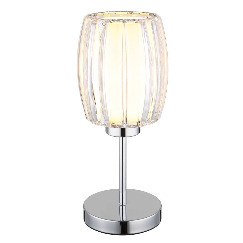 GLOBO Tischleuchte Chrom Opal schwarz Glas Metall Textil H/D: ca. 40x18 cm E27 1 Brennstellen