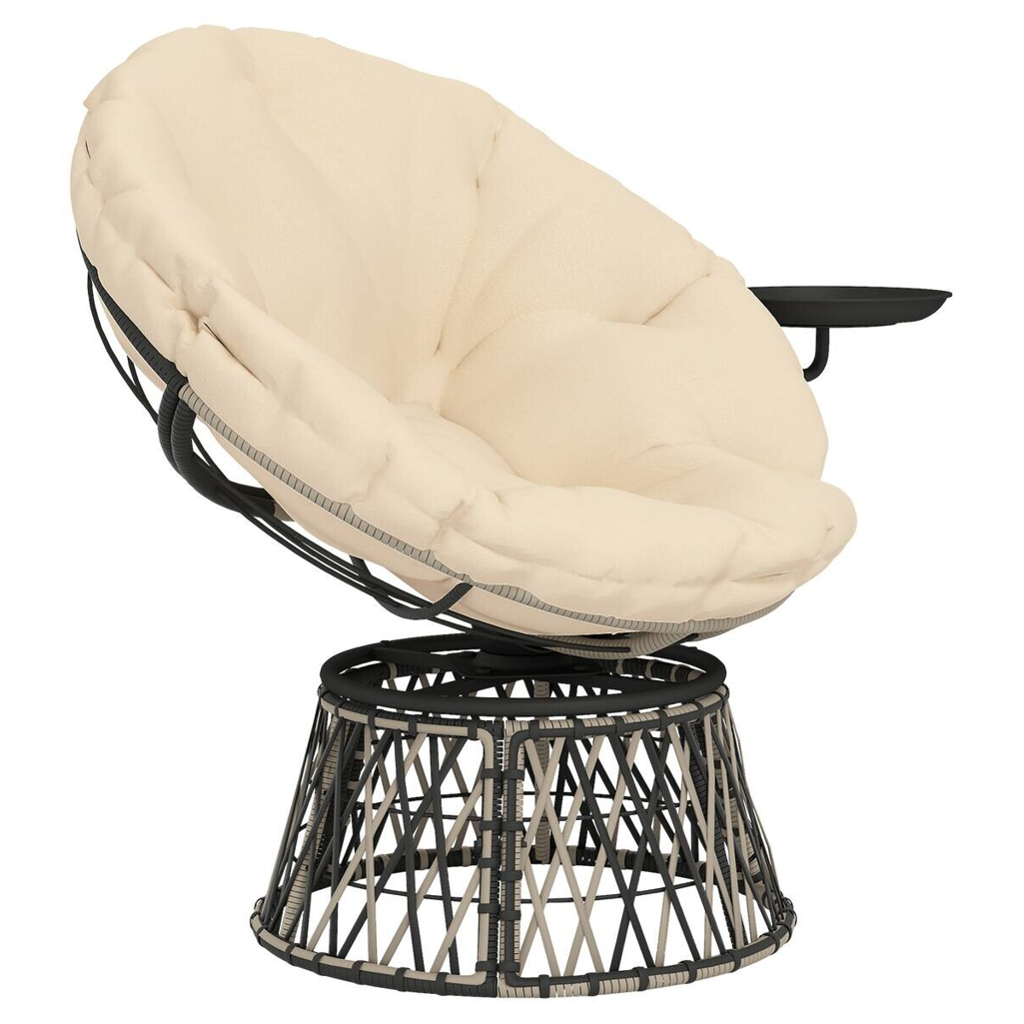 Outsunny Rattan Papasansessel beige Polyethylen B/H/L: ca. 76x88x118 cm