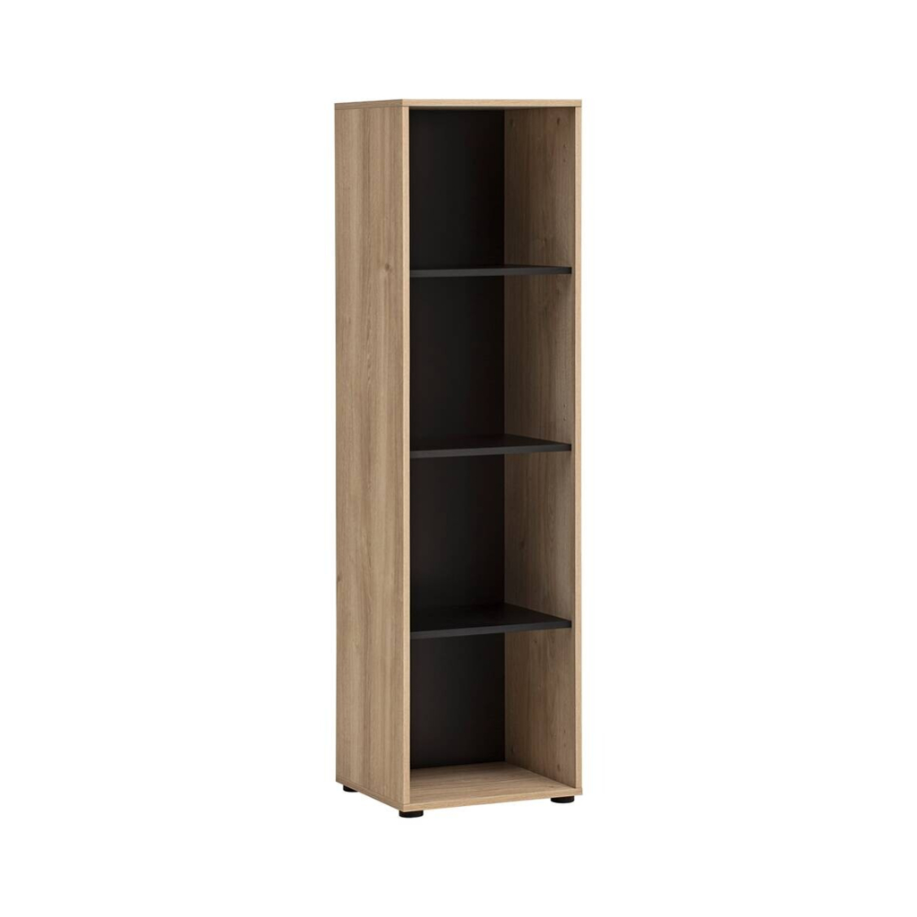 Hochschrank Emmik schwarz matt Eiche Eiche weiß Nachbildung B/H/T: ca. 44,8x163,6x41 cm