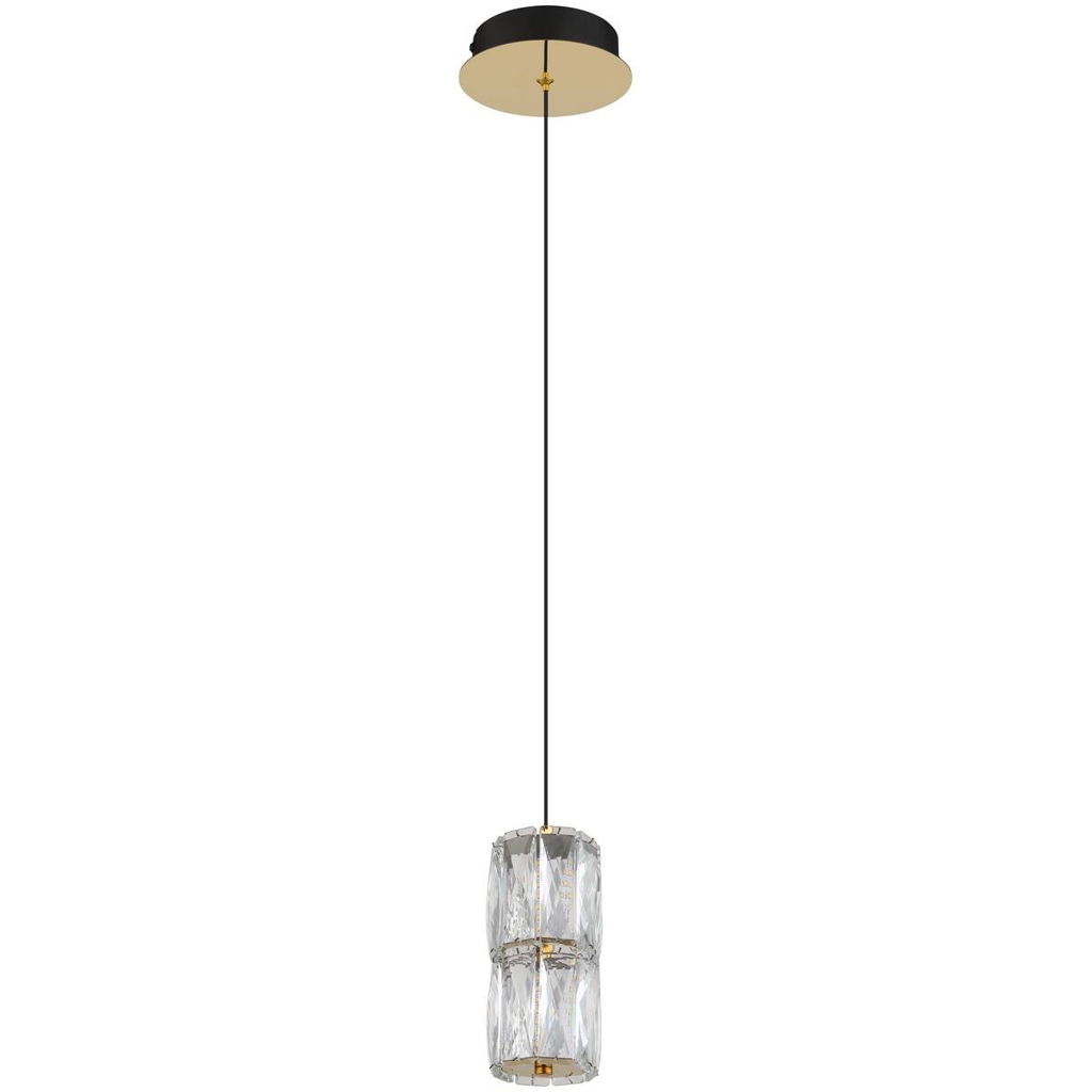 GLOBO Pendelleuchte gold mattschwarz klar Metall Glas H/D: ca. 150x14 cm 1 Brennstellen