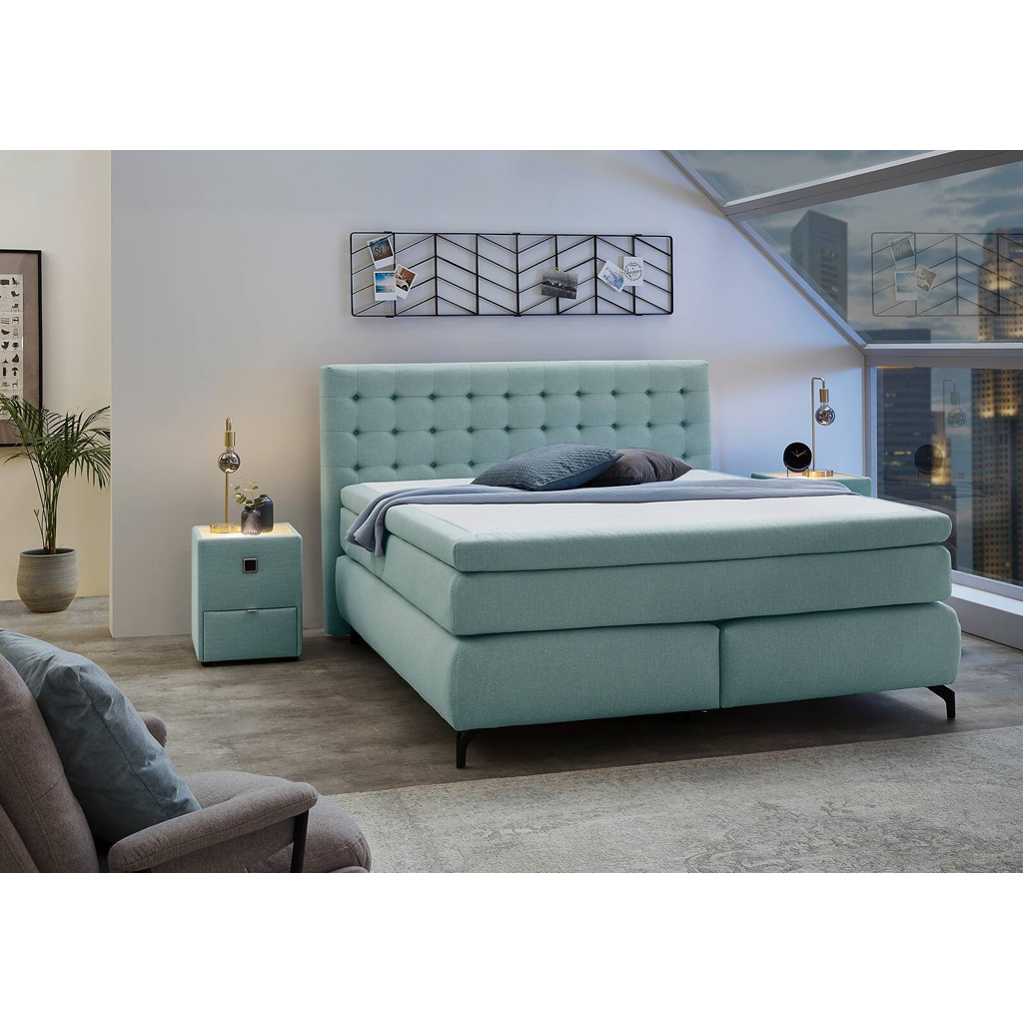 Boxspringbett  türkis Flachgewebe Liegefläche B/L: ca. 180x200 cm