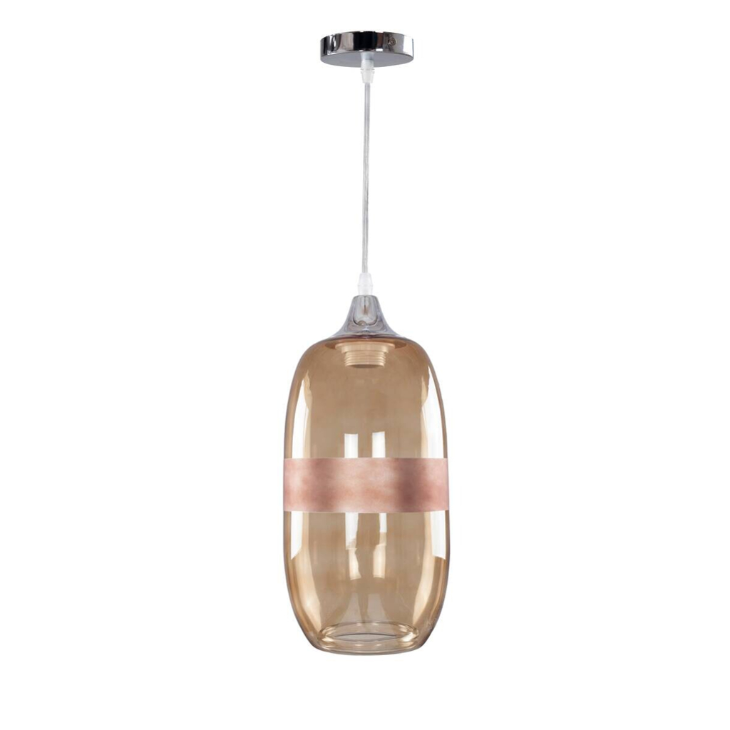 Kayoom Pendelleuchte gelb Eisen Glas B/H/L: ca. 17x36,5x17 cm E27 1 Brennstellen