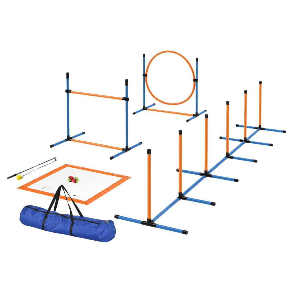 PawHut Hund Agility Set blau Kunststoff B/H/L: ca. 69x69x348 cm