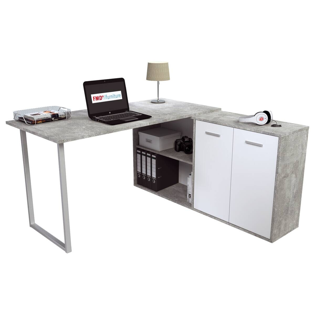 Winkelschreibtisch  Beton Optik weiß B/H/T: ca. 138x74x138 cm
