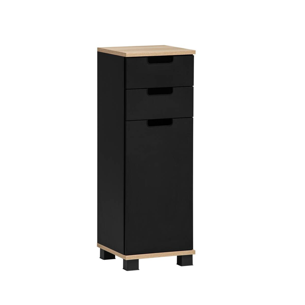 Schrank Emmik schwarz matt Eiche Eiche weiß Nachbildung B/H/T: ca. 30,3x88,1x32,6 cm