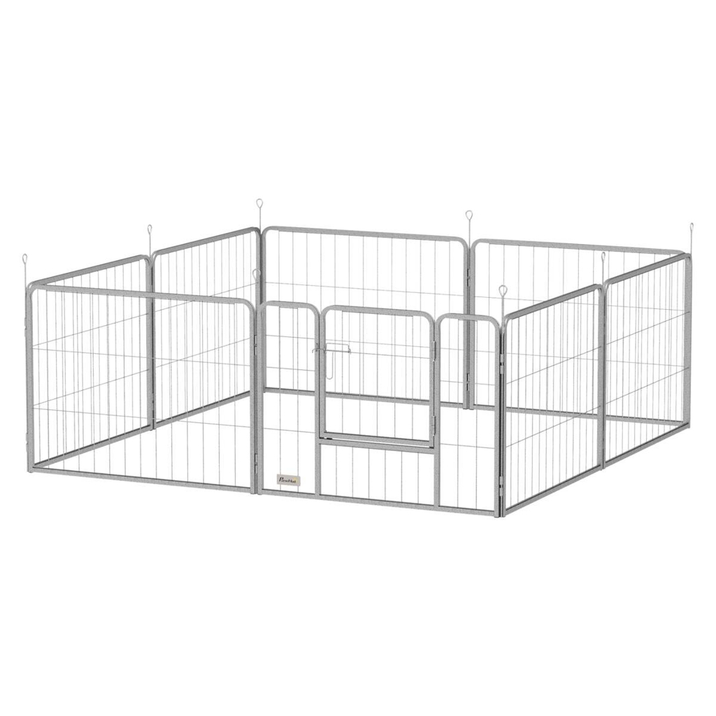 PawHut Welpenauslauf silber Stahl B/H/L: ca. 160x60x160 cm