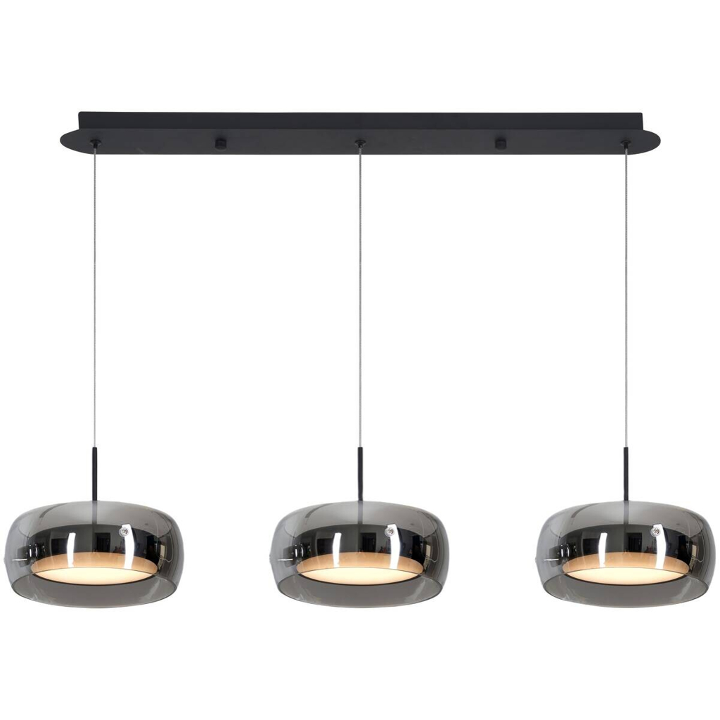 POCOline LED-Pendelleuchte Ole schwarz Metall Glas B/H/L: ca. 20x80x80 cm
