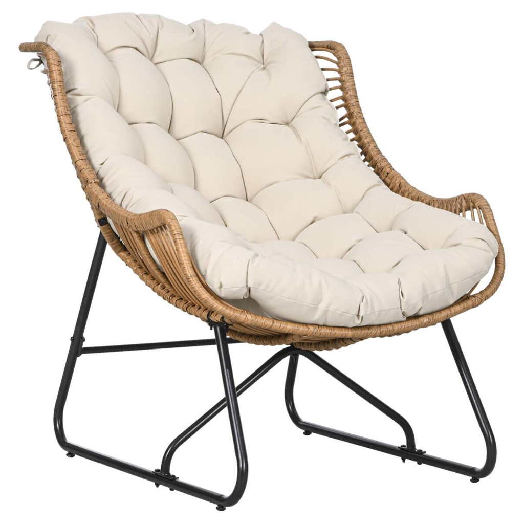 Outsunny Gartensessel khaki Stahl B/H/L: ca. 75x90x101 cm