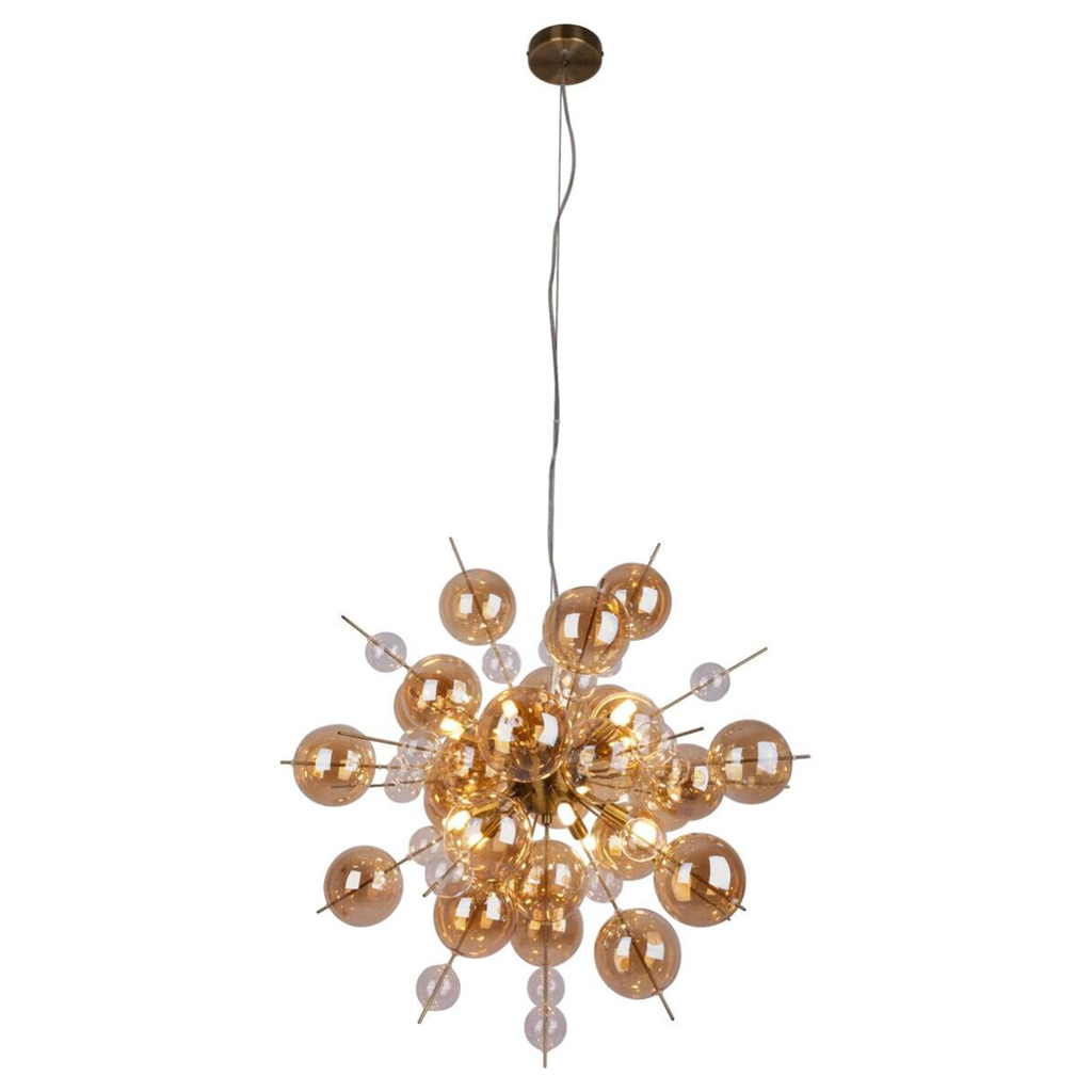 Näve Leuchten Pendelleuchte amber Glas Metall B/H/T/D: ca. 65x150x65x65 cm G9 10 Brennstellen