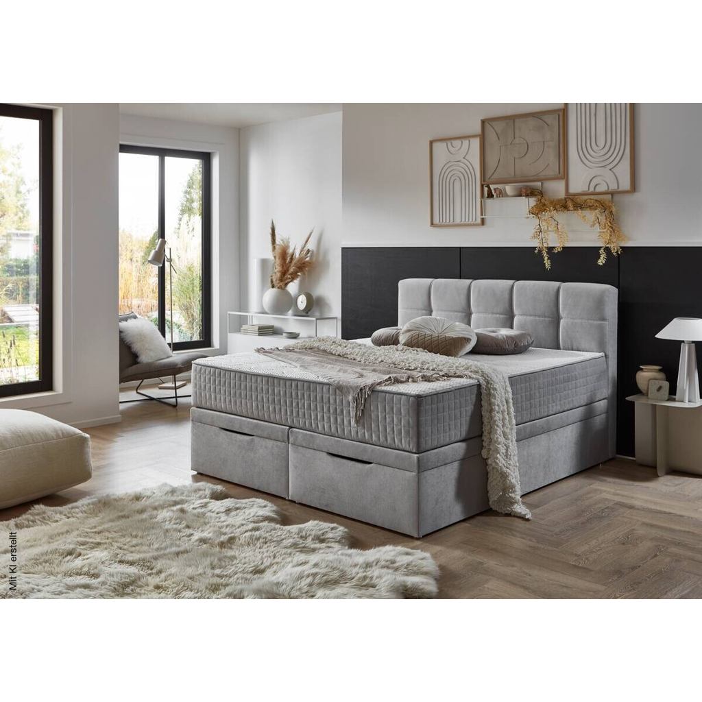 Boxbett Lugano silber Liegefläche B/L: ca. 180x200 cm