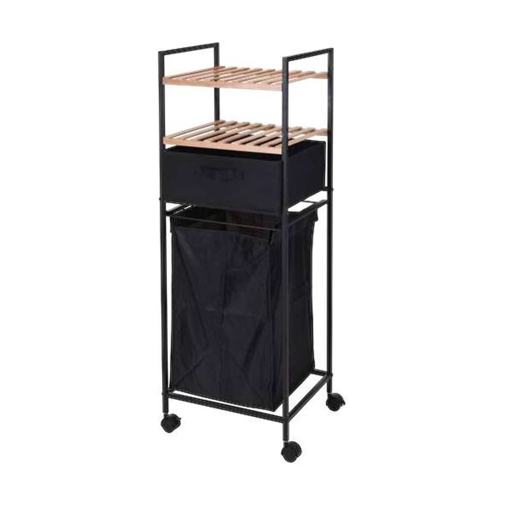 Wäschewagen schwarz Bambus B/H/T: ca. 38x105x33 cm