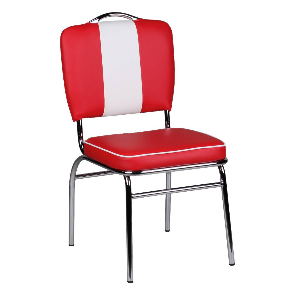 Stuhl rot weiß Kunstleder B/H/T: ca. 47x90x45 cm