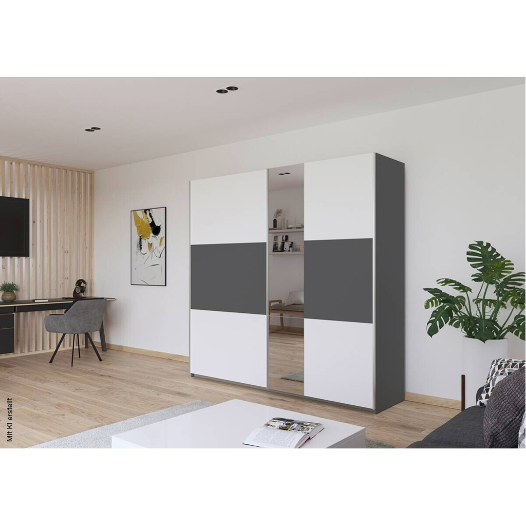 Kleiderschrank Oslo Alpinweiß grau B/H/T: ca. 218x210x59 cm