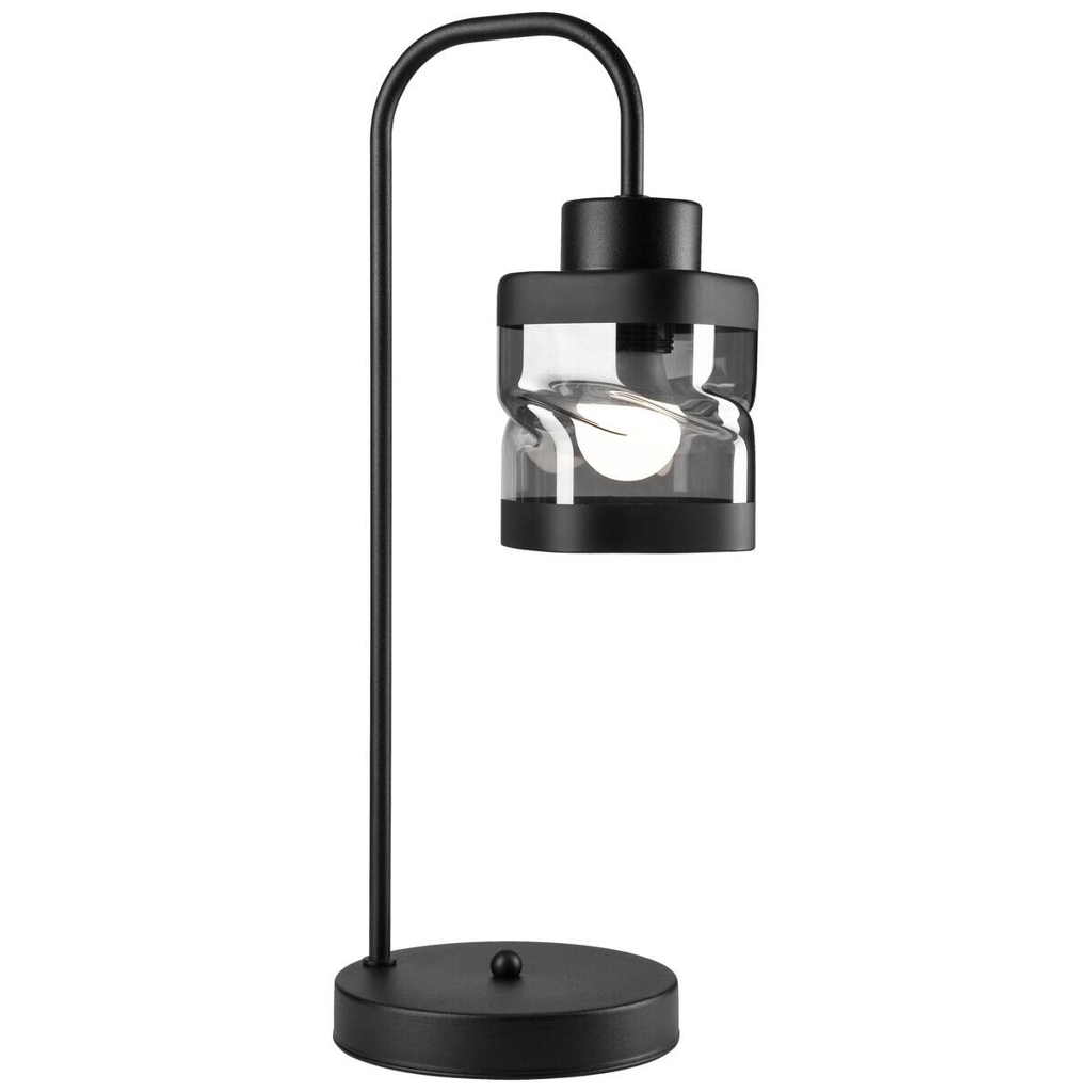 Lamkur Tischlampe schwarz Glas Stahl B/H/L: ca. 19x17x63 cm E27 1 Brennstellen