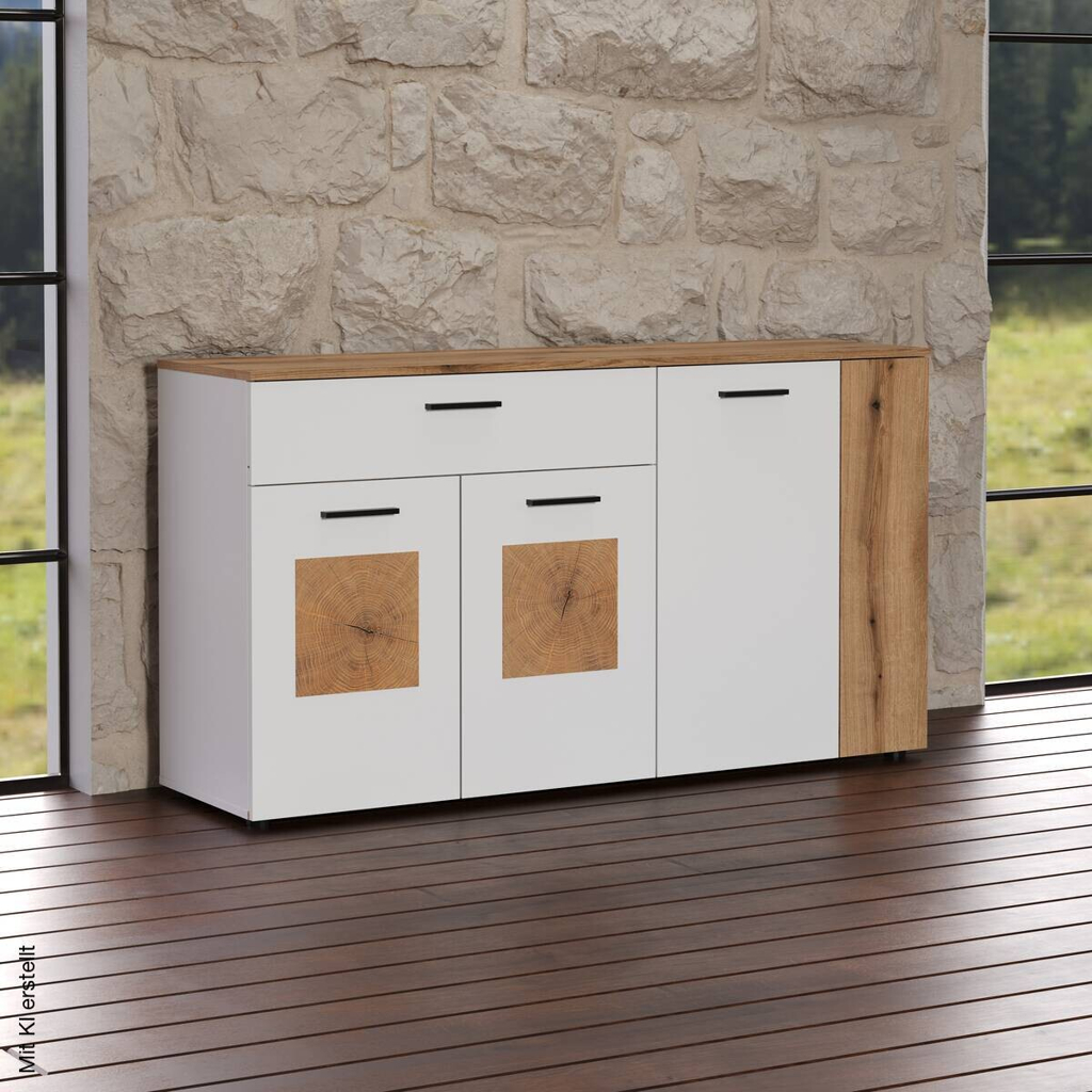 Sideboard Vitoria weiß Eiche Evoke Coast Nachbildung B/H/T: ca. 150x83x42 cm