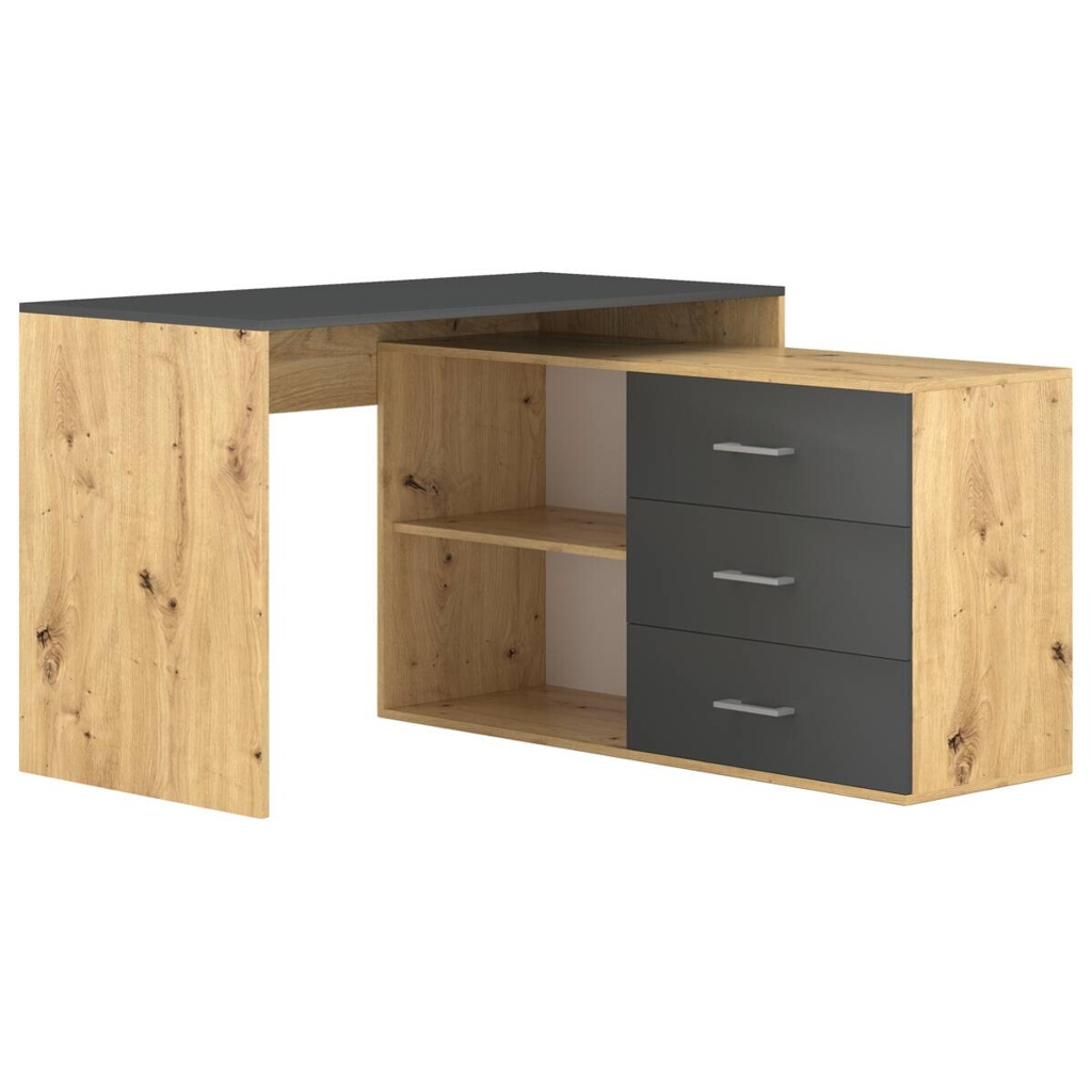Schreibtisch KURT Eiche Artisan Nachbildung anthrazit B/H/T: ca. 120x75,4x122 cm