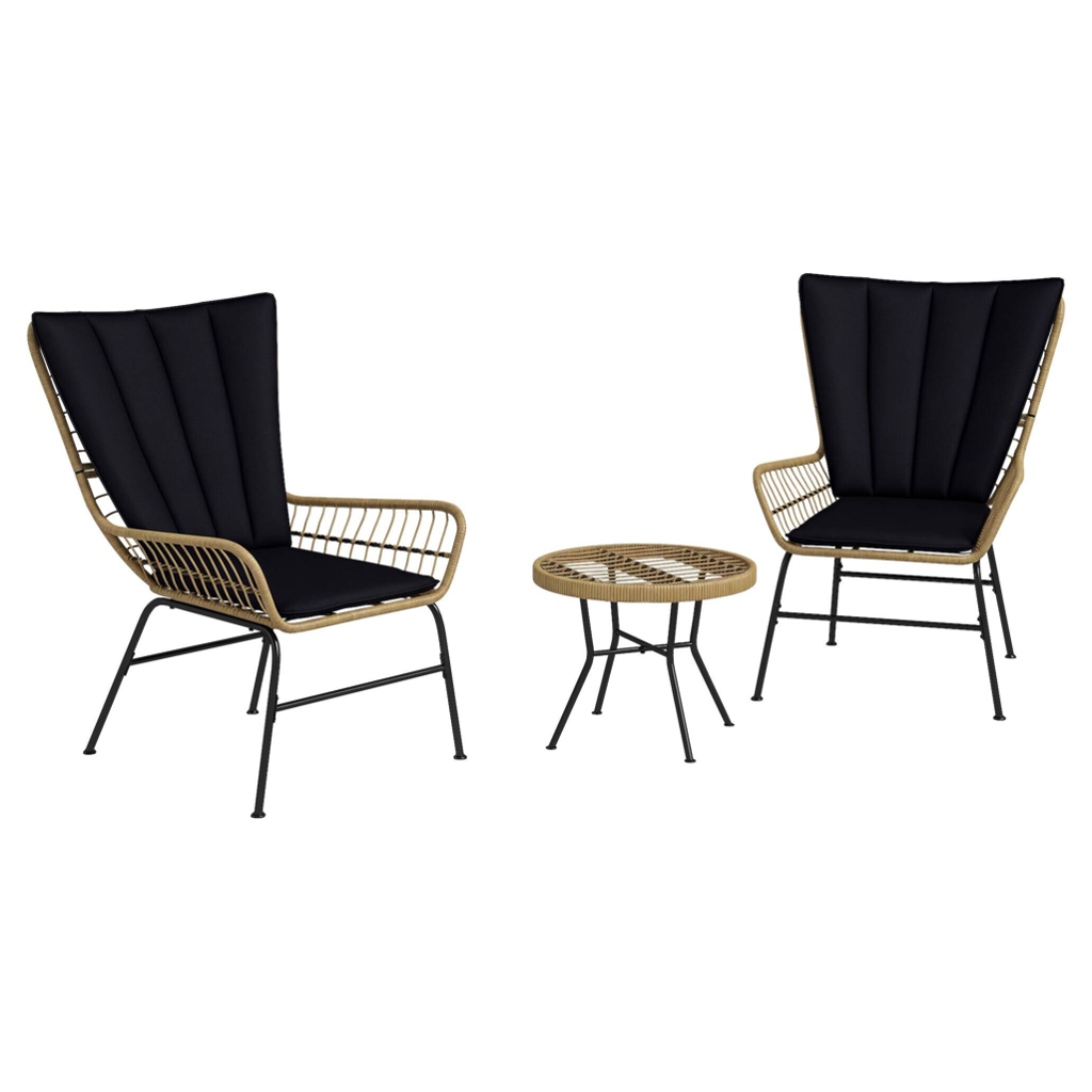 Outsunny Bistro-Set schwarz Polyrattan B/H/L: ca. 68x95x78 cm