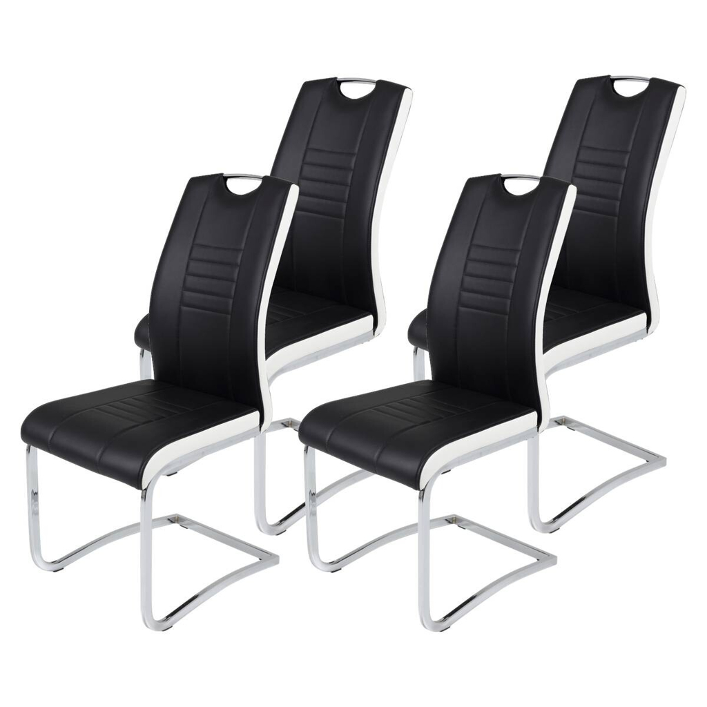 Schwingstuhl Tabea 4er Set schwarz weiß Kunstleder Kunstleder B/H/T: ca. 43x99x61 cm