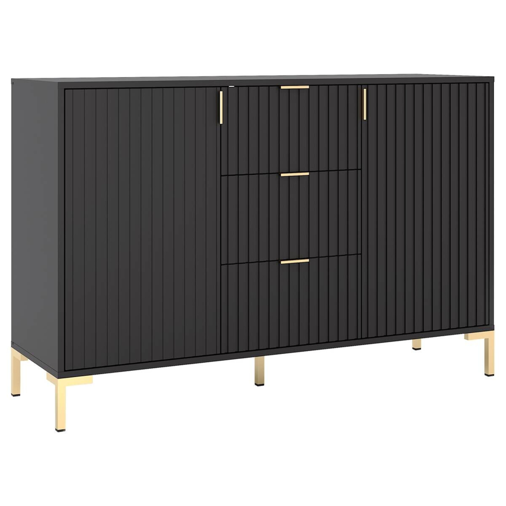Kommode FLINN schwarz B/H/T: ca. 130,5x85,8x40 cm