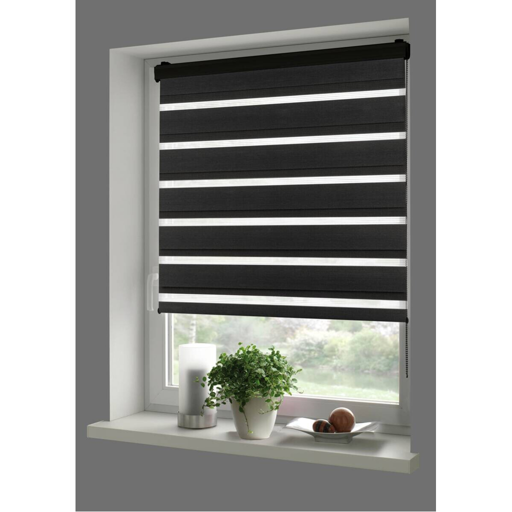 Boviva Doppelrollo mit Blende Black schwarz B/L: ca. 110x160 cm