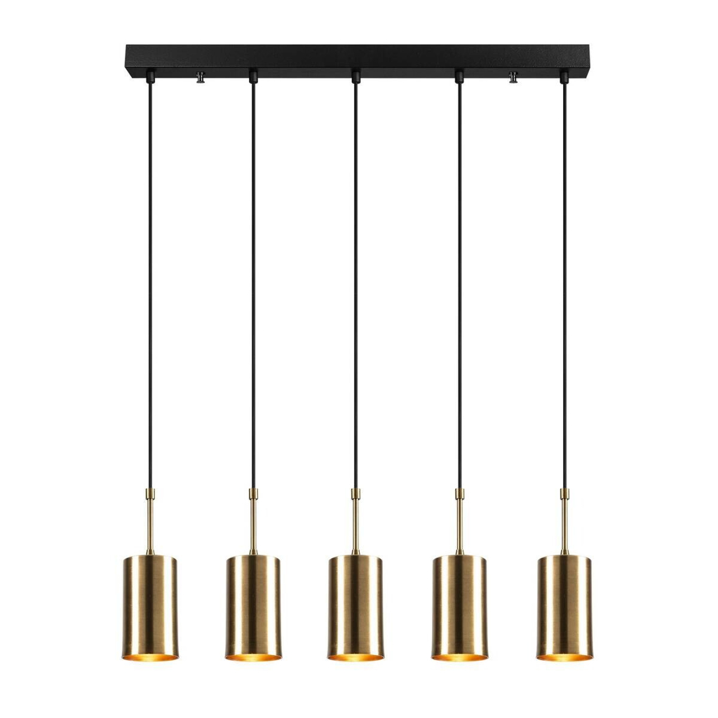 Opviq Pendelleuchte Kem gold schwarz Eisen B/H/L: ca. 9x120x79 cm E27 1 Brennstellen